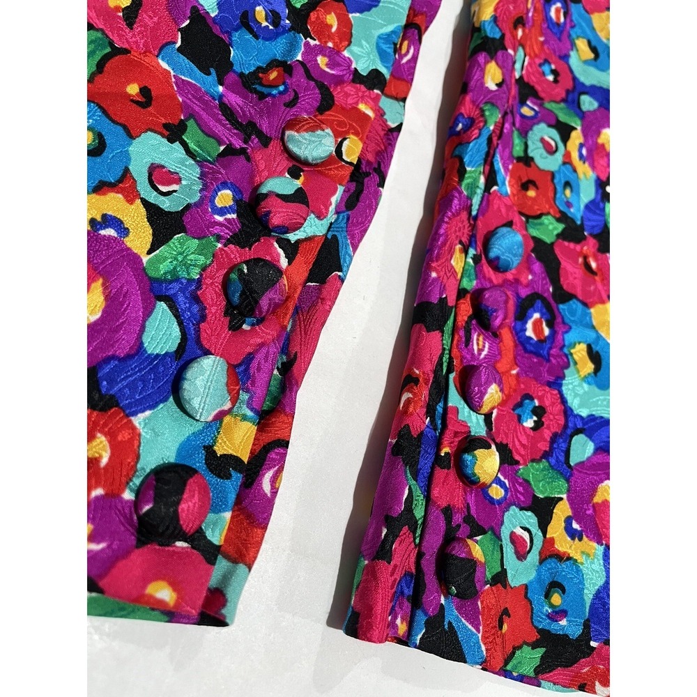 Carolyne Barton Dress Silk Floral Pink Multicolor SZ 8 ( SEE FLAWS - Picture 12 of 16